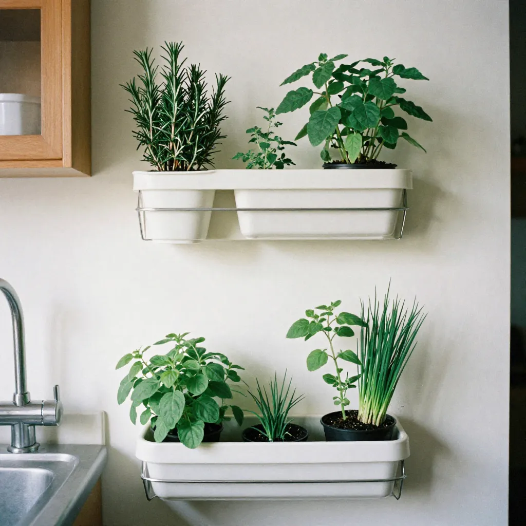 Vertical wall-mounted herb planter system