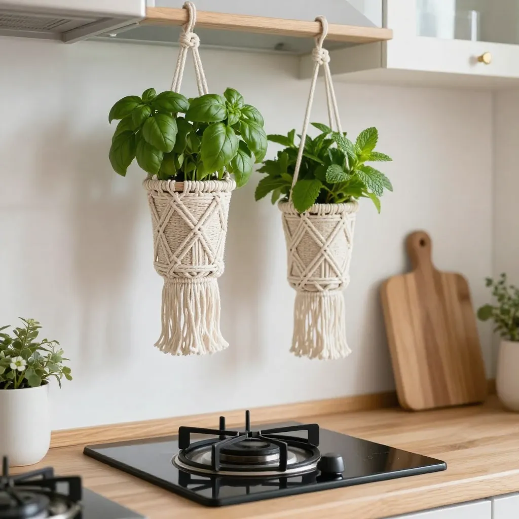 Natural lighting on indoor herb plants